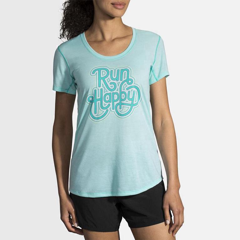Brooks Distance Graphic Israel - Women's Running Tank Top - Green (28970-EMRL)